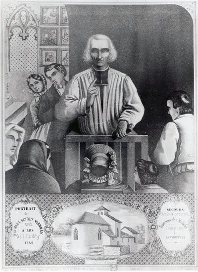 St. Jean-Marie Vianney (1786-1859) predigend, 19. Jahrhundert von French School